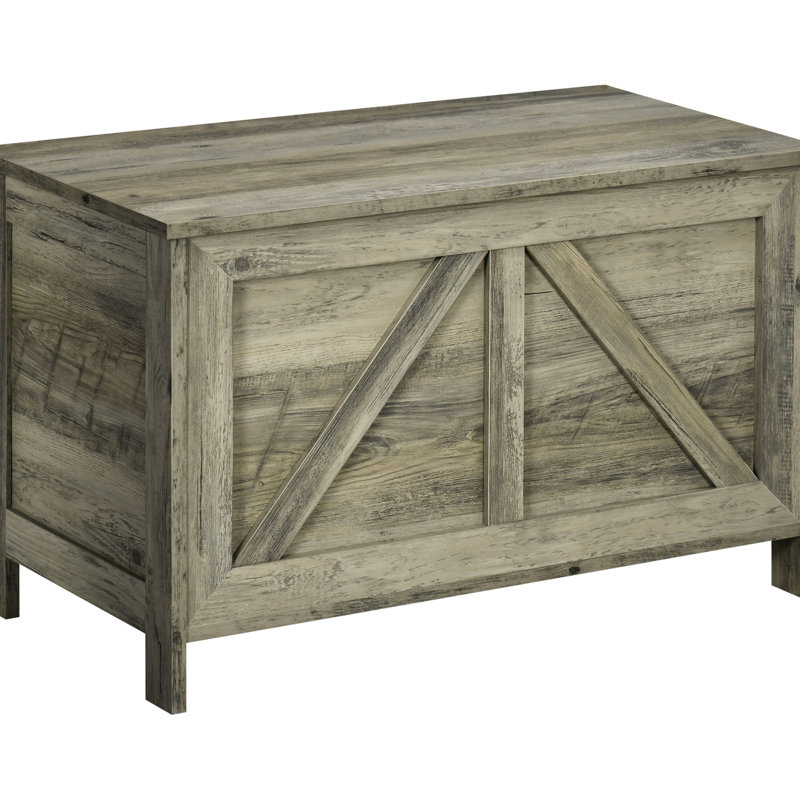 Coffre de rangement 30 "à thème gris avec charnière - Boîte à dessus relevable pour chambre à coucher, entrée, salon