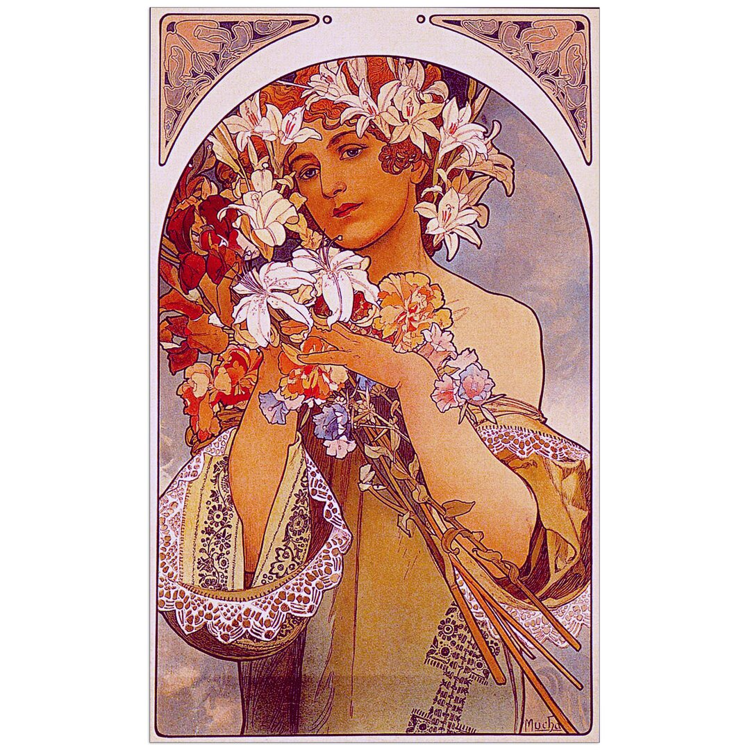 Poster ''Blume'' von Alfons Mucha, Grafikdruck