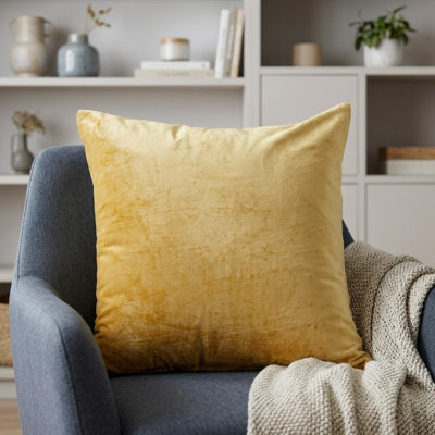 Coussin décoratif 22 po en mélange de coton jaune
