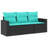 Ebern Designs 3 Piece Patio Sofa Set With Cushions Black Poly Rattan-1855368225