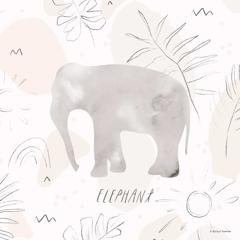 Jungle Safari Elephant - impression sur toile tendue, H 12 po x l 12 po