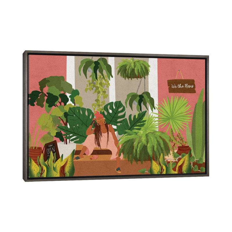 «Plant Mom» par Reyna Noriega - reproduction imprimée, H 18 po x l 26 po x P 1,5 po, Toile avec cadre gris, Pas de tapis