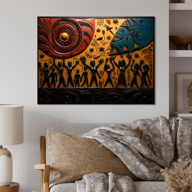 Décoration murale tribale africaine en forme de rythme africain, H 12 po x l 20 po