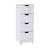 White freestanding storage cabinet with 4 drawers, suitable for bathroom, living room, kitchen