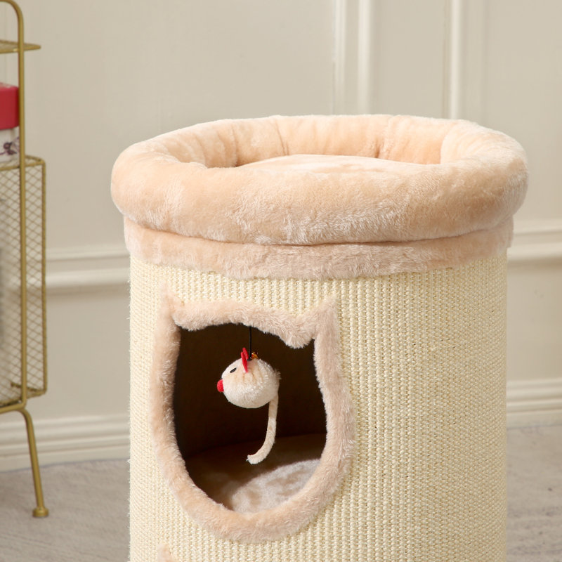 Lit triple pour chat avec poteau à griffer pour chat avec jouets pour chats d'intérieur, 26.4