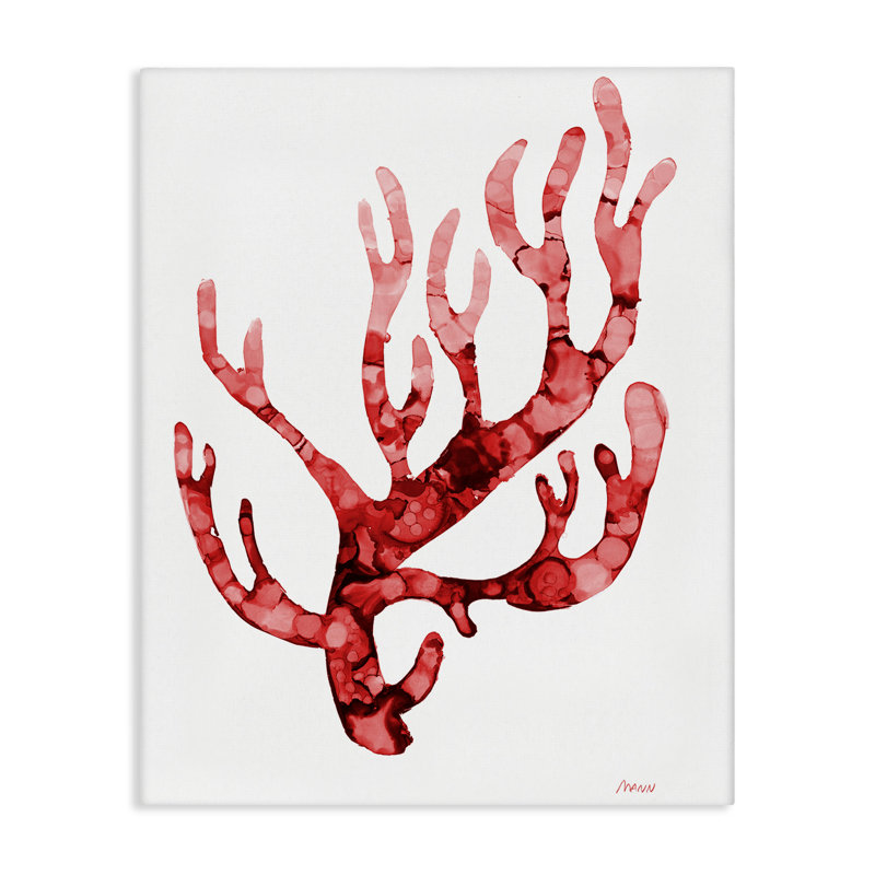 Art mural moderne sur toile corail courbé  par Patti Mann, H 40 po x l 30 po