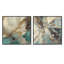 Formes beiges et vertes en peinture - ensemble de 2 peintures carrées abstraites-661088357-661088356