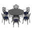 Table en aluminium coulé de 48,29 pouces avec structure noire et motif complexe - Protégée, peu encombrante, utilisation extérieure