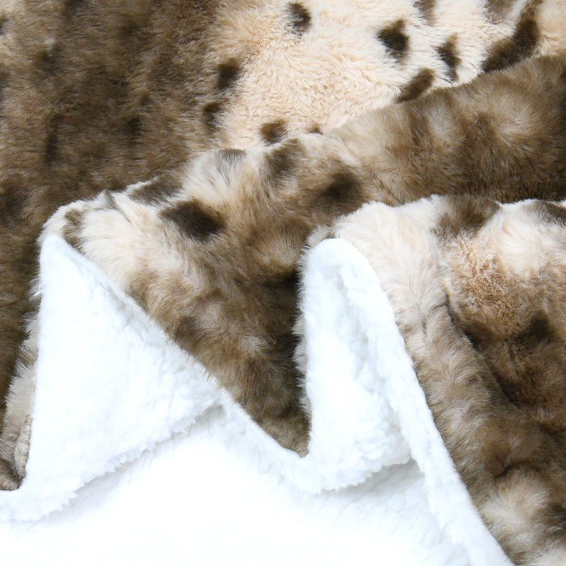 Citraka Brown Faux Fur Sherpa Reversible Throw Blanket