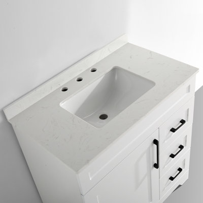 DodreHome 18.9'' White Marble Rectangular Bathroom Sink with Overflow