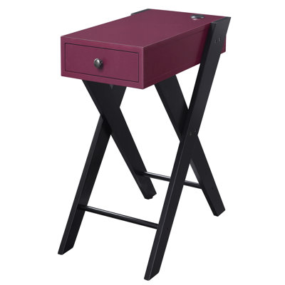 Port Side Table With Practical Drawer In Burgundy/black Style Elegant Ports And Convenient Black/burgundy