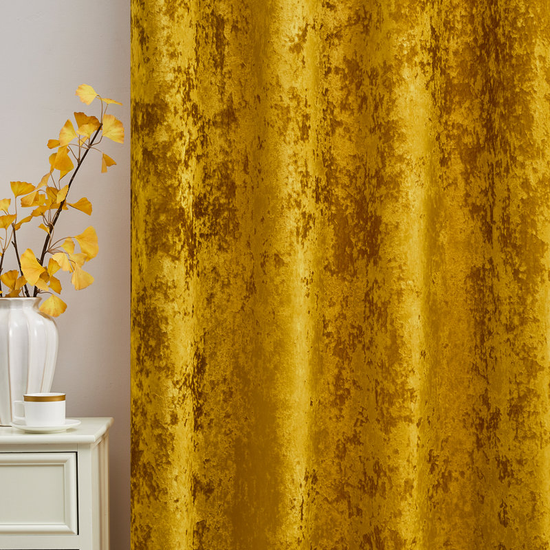 Deavion Velvet Crushed Curtains with Metal Grommets Room Darkening 2 Panel Set, Gold, 52" W x 72" L