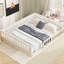 Lit double tapissier pleine grandeur avec garde-corps et coussin moelleux en bois massif beige