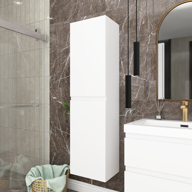 Armoire de salle de bain murale Skoura, Blanc ultrabrillant