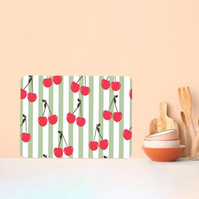 Cherry Pattern Glass Cutting Board Ideal for Kitchen Use with Modern Design Theme