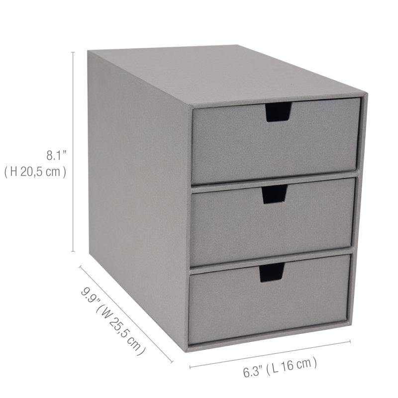 Organisateur de bureau à 3 tiroirs Bigso, Gris clair