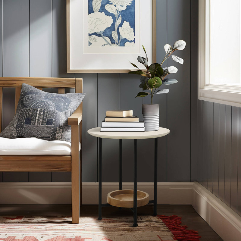 Table d'appoint ronde à piédestal en bois massif Beaumont 22,25'' L