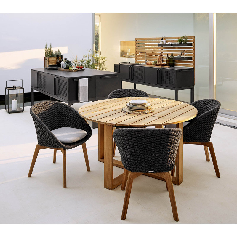 Peacock Chair with Teak Legs, Gray, Dark Gray