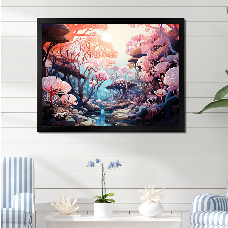Magnifique paysage sous la mer - salon d'art mural plage et océan, Cadre simple noir, H 16 po x l 32 po x P 1 po