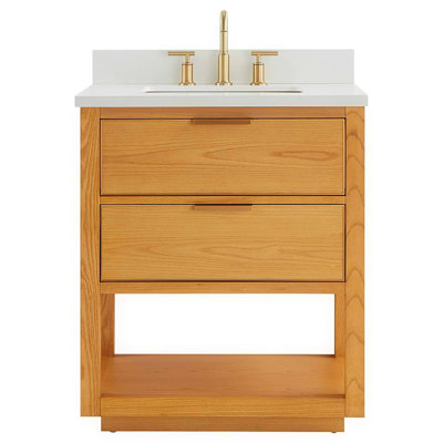 Dayton 30" Woodgrain Vanity With Pure Quartz Top And Ceramic Basin