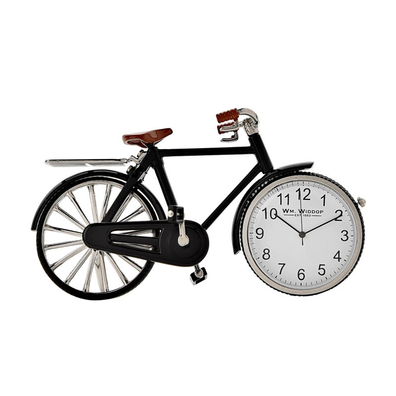 Analogue Metal Quartz Movement / Crystal Tabletop Clock in Black/Ivory