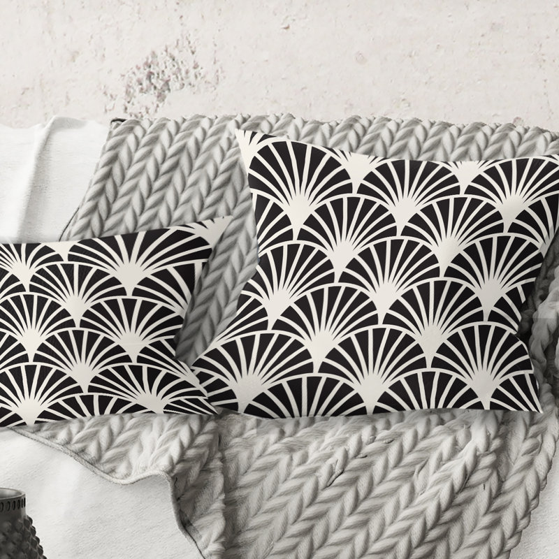 Coussin Retro Art Deco Waves I - Mid-Century Modern Printed, 18 po x 18 po