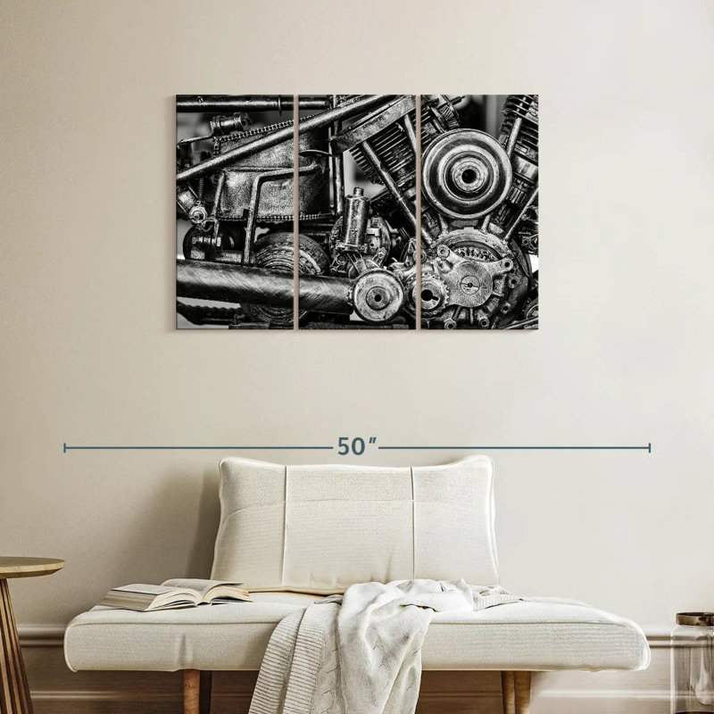 Mehar Old Motorcycle Engine, 24" H x 38" W