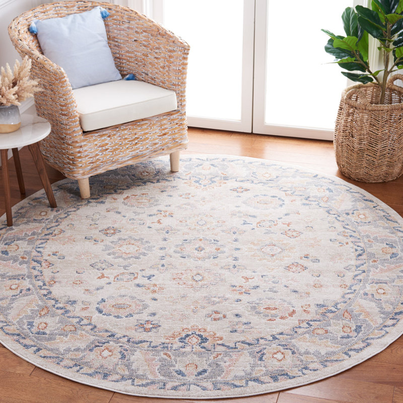 Tapis oriental beige / gris Eeli, Rond 6 pi 7 po