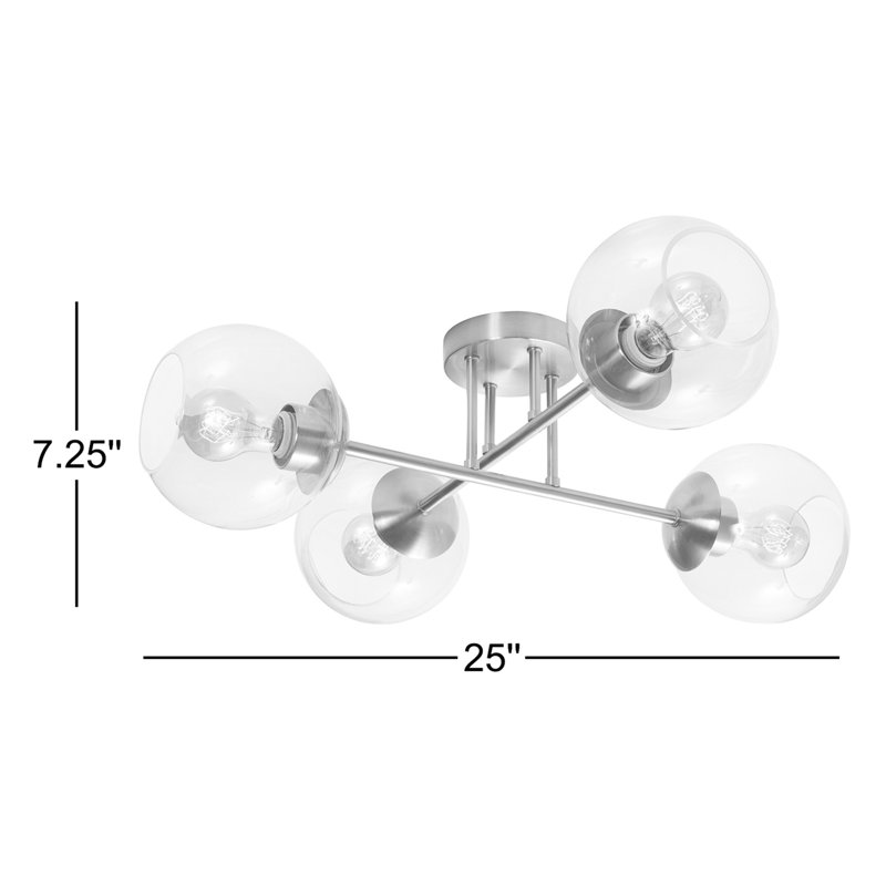 Plafonnier semi-encastré 25 po Darvi, Nickel satiné
