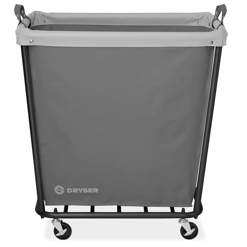 Gray Heavy-Duty Steel Frame Rolling Laundry Hamper with Canvas Bin