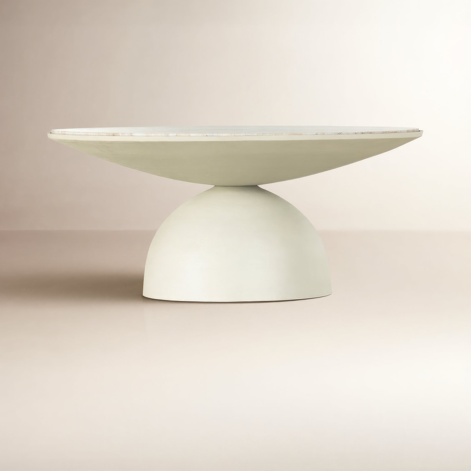 Single Coffee Table, Textured Matte White Top/Light Gray Base, 15.75" H x 35.25" L x 35.25" W