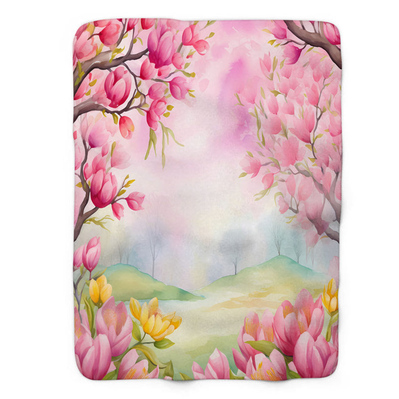 Vibrant Watercolor Blooms - 1 pièce Sherpa Premium, Grand lit