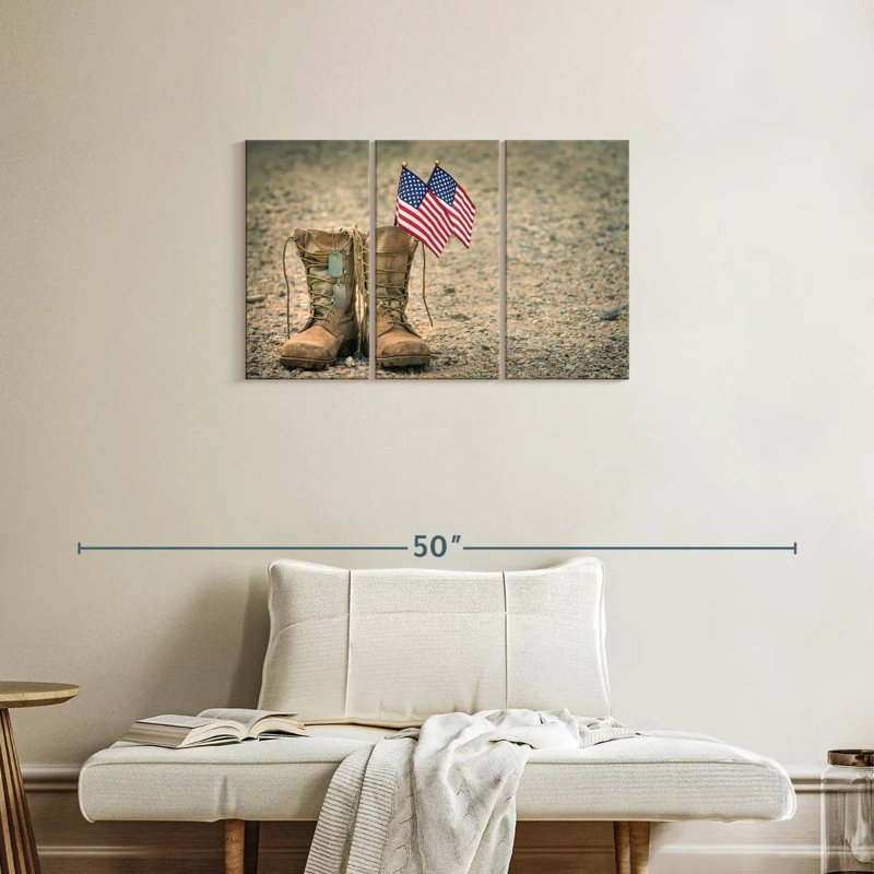 Mait USA Flag Military Boots, 20" H x 33" W