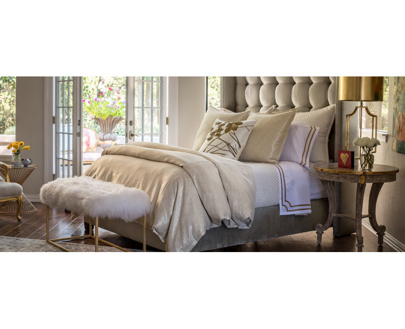 Leaf Square Pillow Cover & Insert, Ivory/Antique Gold