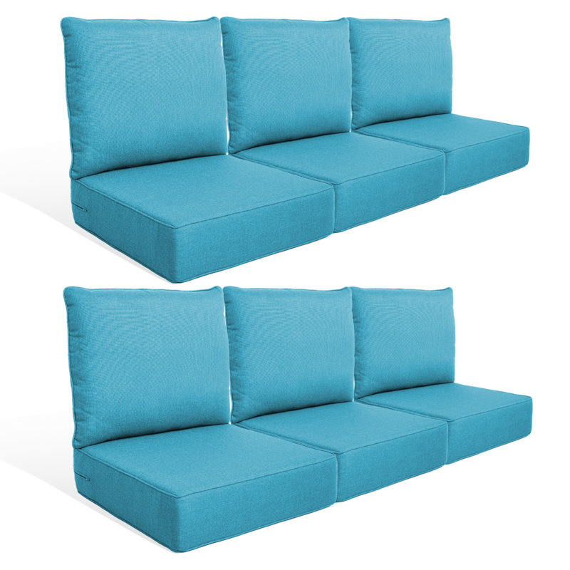 Coussin de siège / dossier de remplacement pour l'extérieur 6 po, L 22 po x P 24 po, Sarcelle, 6