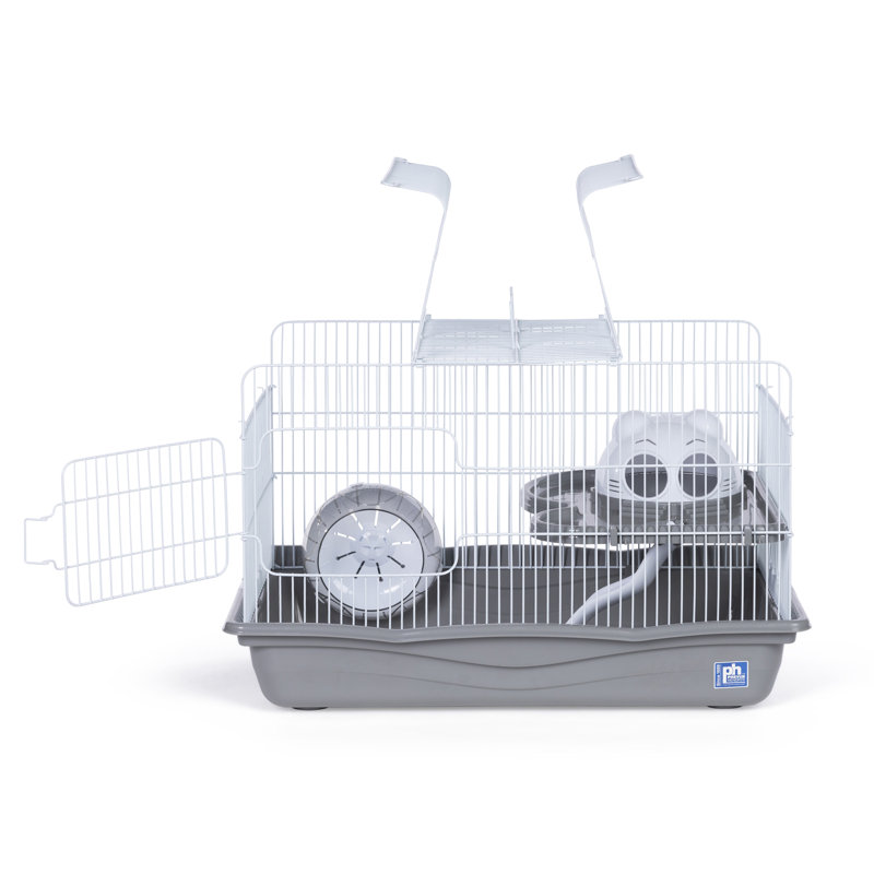 Cage à hamster avec plateforme Cherronda, Moyen (H 17,75 po x l 11,75 po x P 17,75 po), Gris