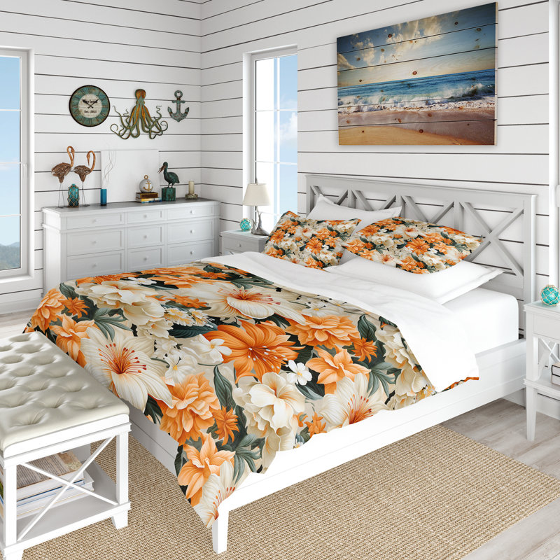 Ensemble de housse de couette Papaya Dreams, Housse de couette pour très grand lit et 2 très