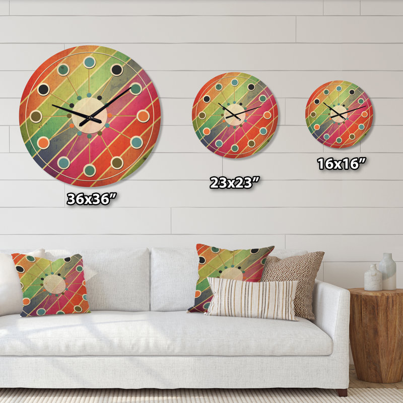 Horloge murale en bois à motif géométrique IV, Très grand