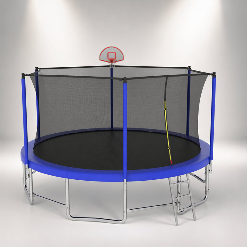 Trampoline 15 pi pour enfants avec filet de sécurité, structure en acier robuste pour le plaisir et l'exercice dans la cour extérieure
