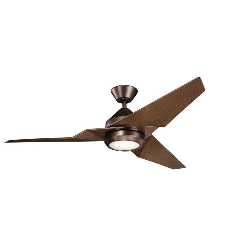 Camptown 60cm Ceiling Fan with LED Lights, Walnut, Oil Brushed Bronze