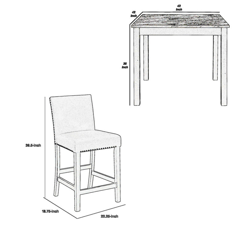 Annuziata 4 - Person Faux Marble Top Four Leg Dining Set, Gray