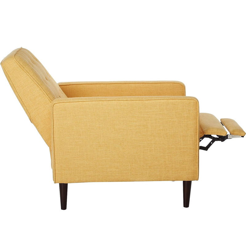 Upholstered Swivel Recliner, Muted Yellow Polyester Blend