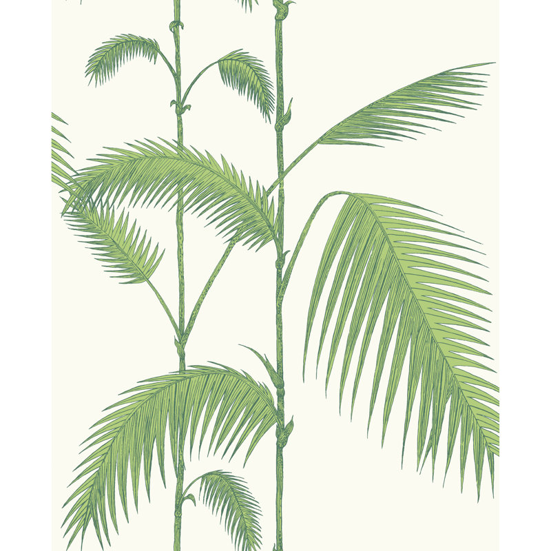 Icons Palm Leaves Floral Wallpaper Roll, Green/White