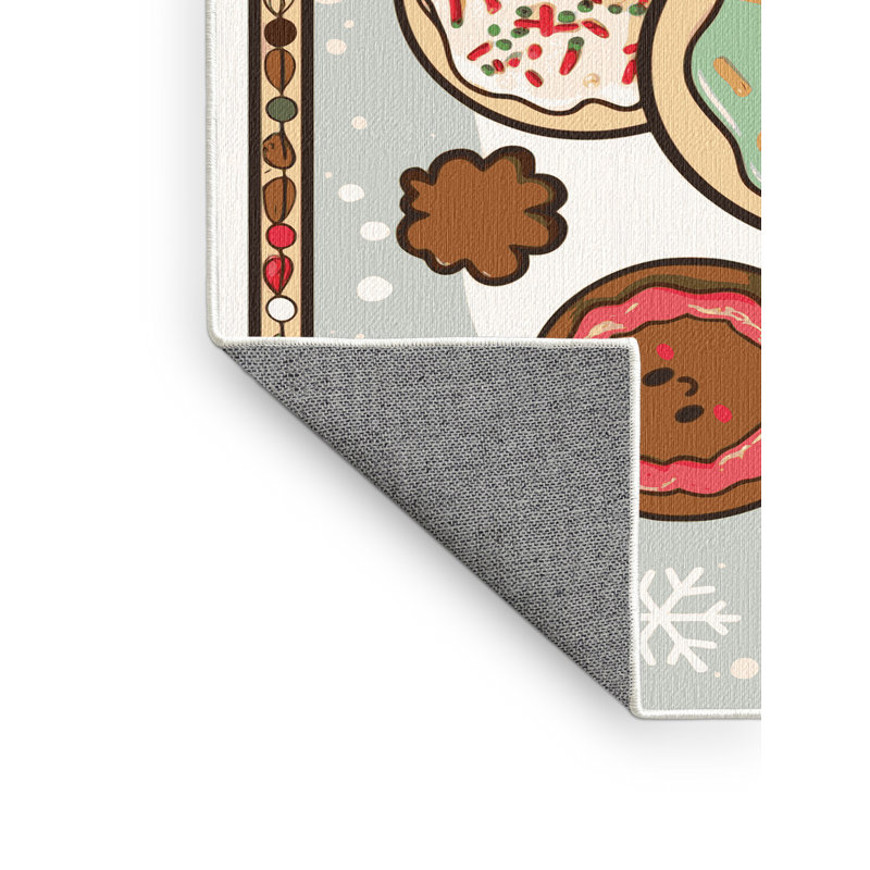 East Urban Home Washable Cookies Holiday Rug, Rectangle 3' x 5'