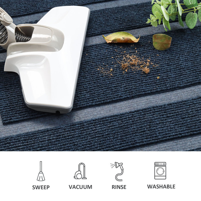 Non-Slip Geometric Doormat, Navy, 38.1cm W x 61cm L