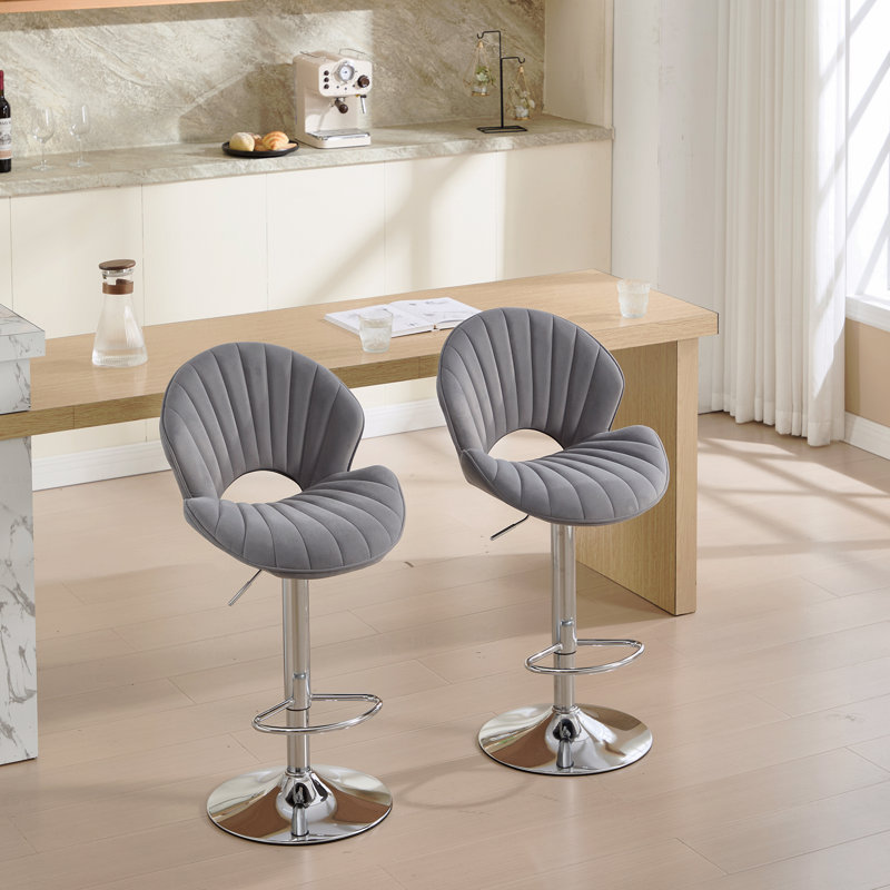 Ensemble de 2 chaises de salle à manger, tabourets de bar - tabourets réglables avec dossier et repose-pieds, chaises de bar à hauteur de comptoir
