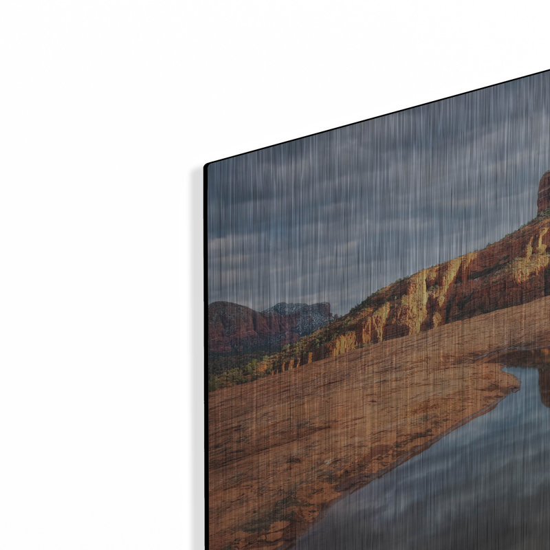 Art mural en métal luxueux «Cathedro Rock Reflection» par David Drost, 24 po x 16 po