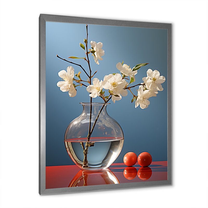 Perle pureté nature morte - impression, H 32 po x l 24 po x P 1 po, Cadre simple argenté