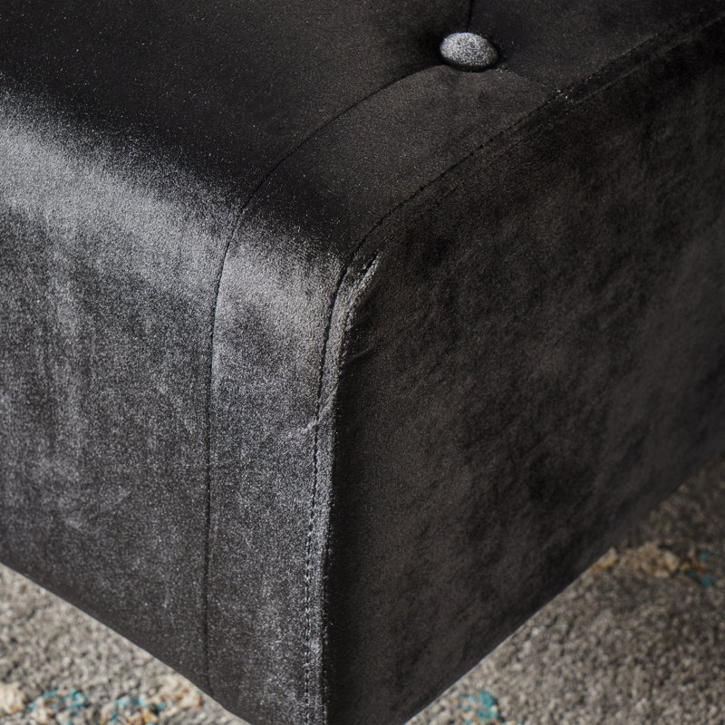 Ranck Velvet Ottoman, Black Velvet