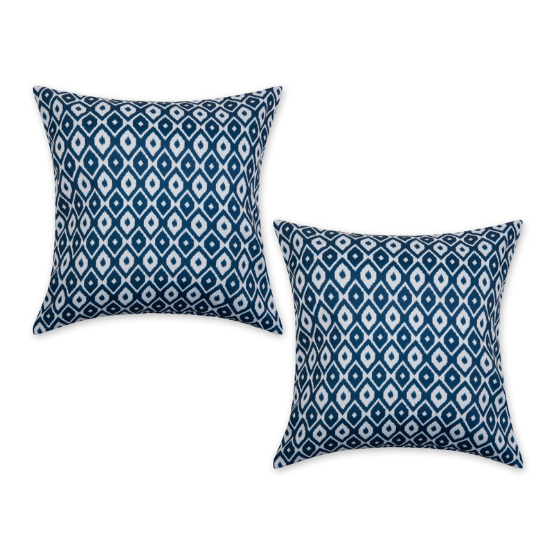 Ensemble de coussins d'extérieur noirs Ikat 18 x 18/2, Bleu